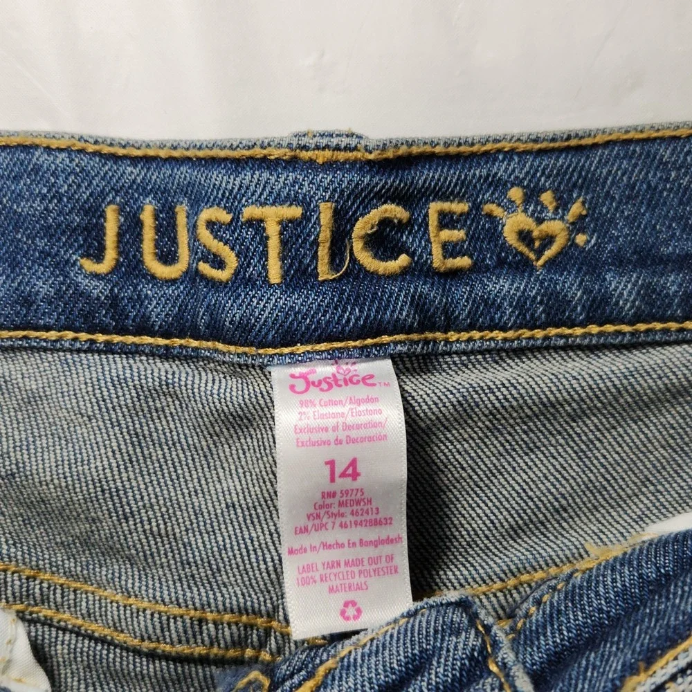 Justice Girls Mini Mom Ripped Denim Jeans Size 14 NWT‎